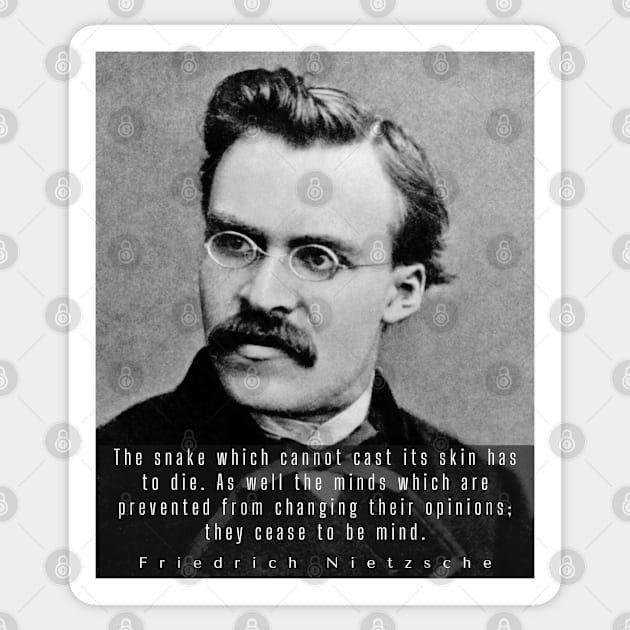 Friedrich Nietzsche portrait and quote: The snake which cannot cast its skin.... Sticker by artbleed